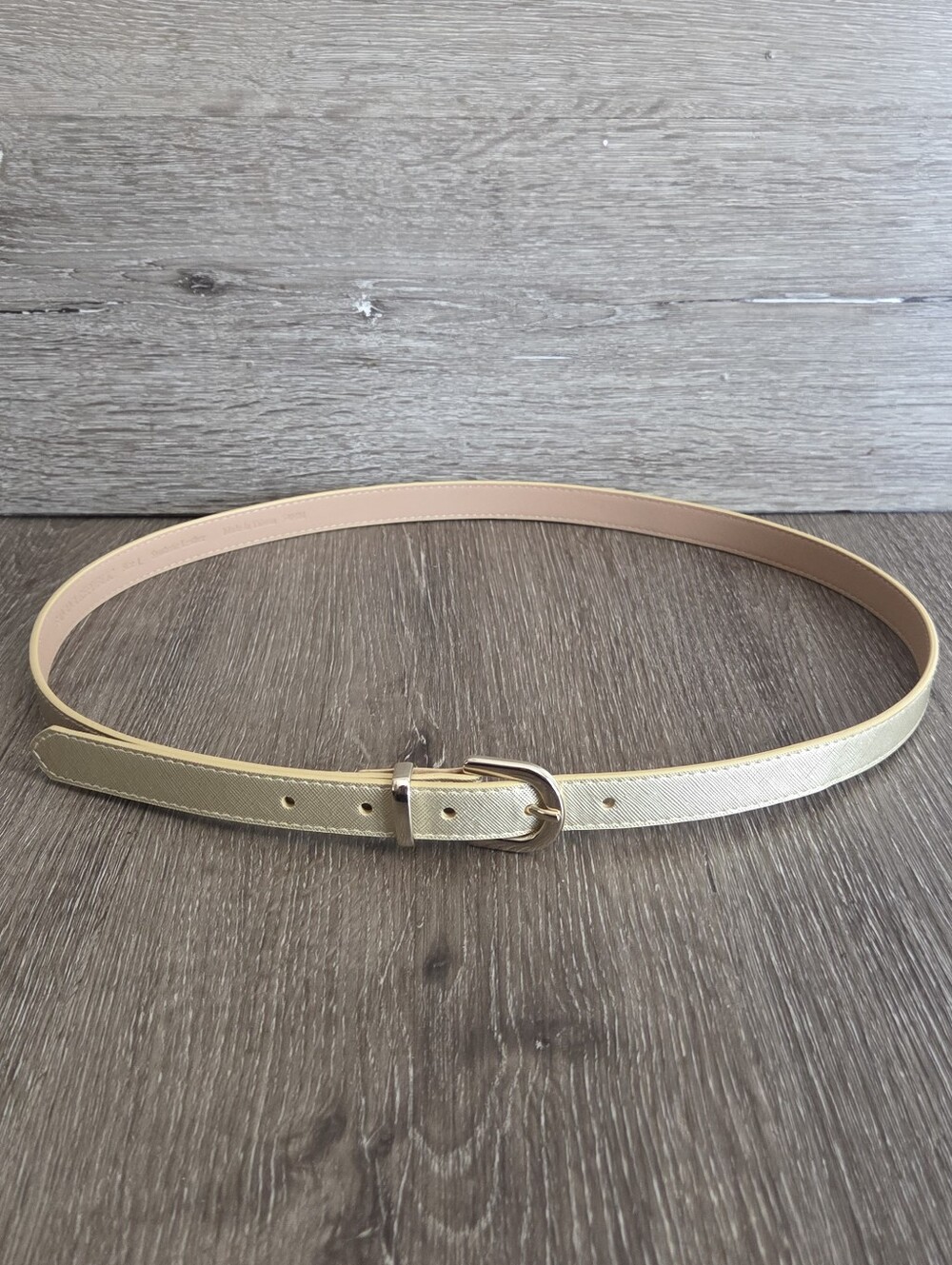 Banana Republic Gold Slim Faux Leather Belt Large